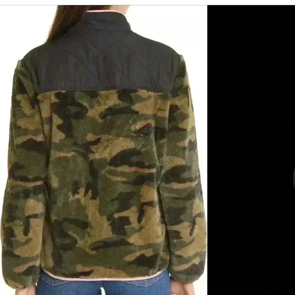 Rails Wesley Front Zip Faux Fur Jacket in Green Camp Black Size Large EUC - Picture 4 of 11